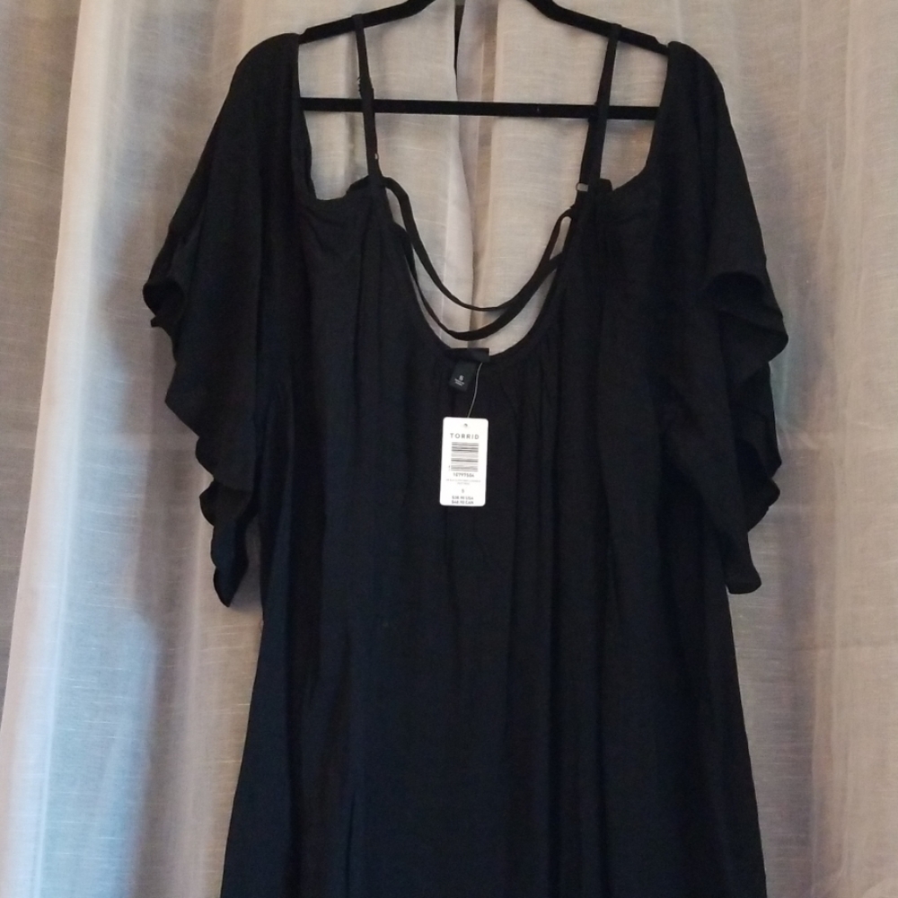 Torrid Open Shoulder Black Top